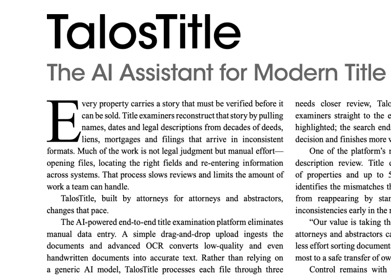 Talos voted Top AI for Title